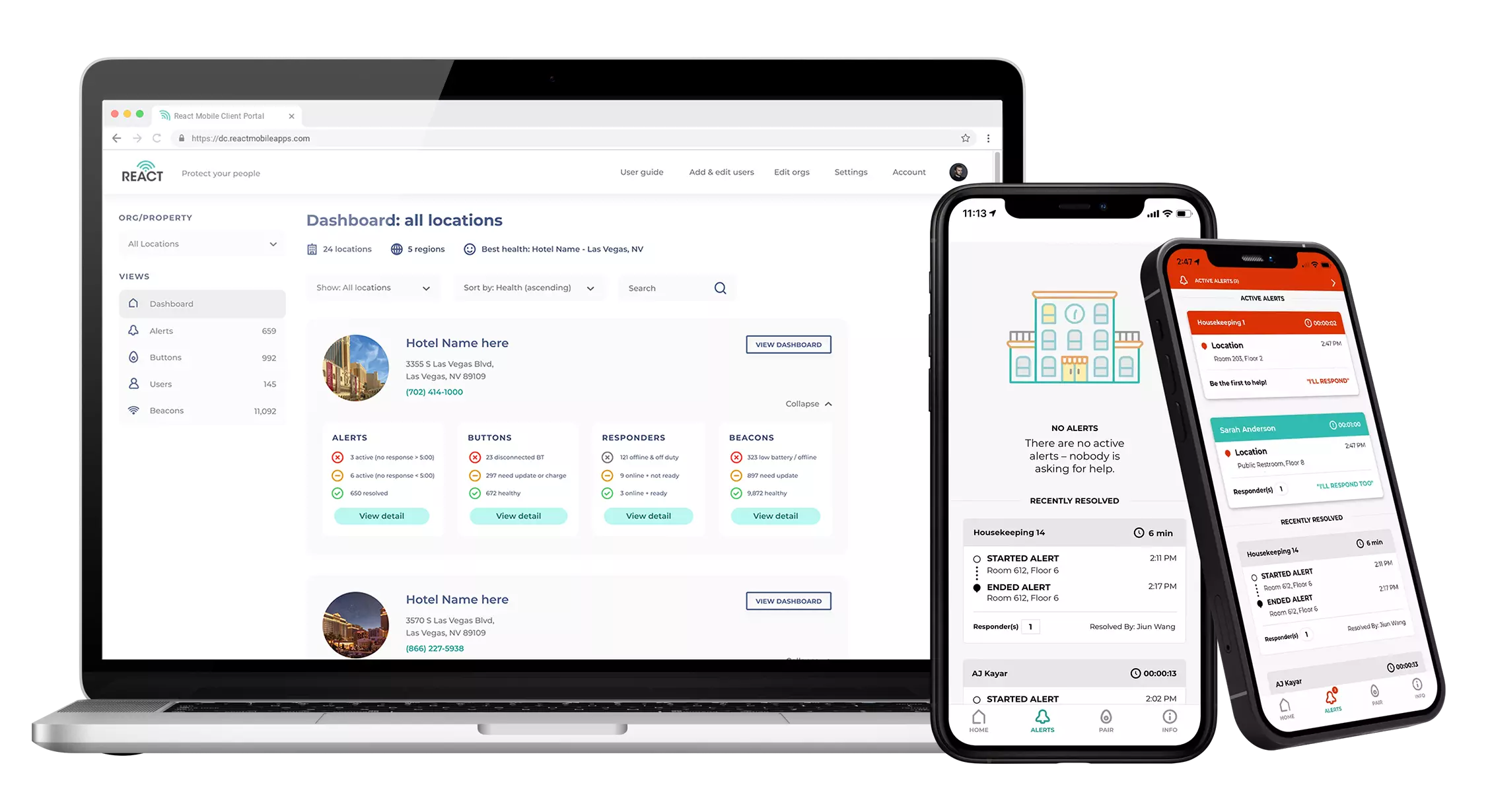 react mobile client portal responder app